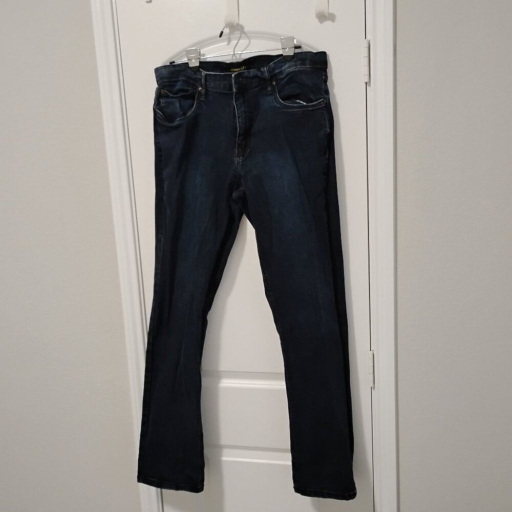 "Urban Star" Dark Blue Wash Straight Leg Stretch Denim Jeans Casual Size 36/34